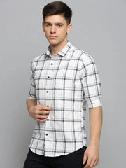 Men White Checked Casual Shirt-DALTONCHECKS-4082-Offwhite
