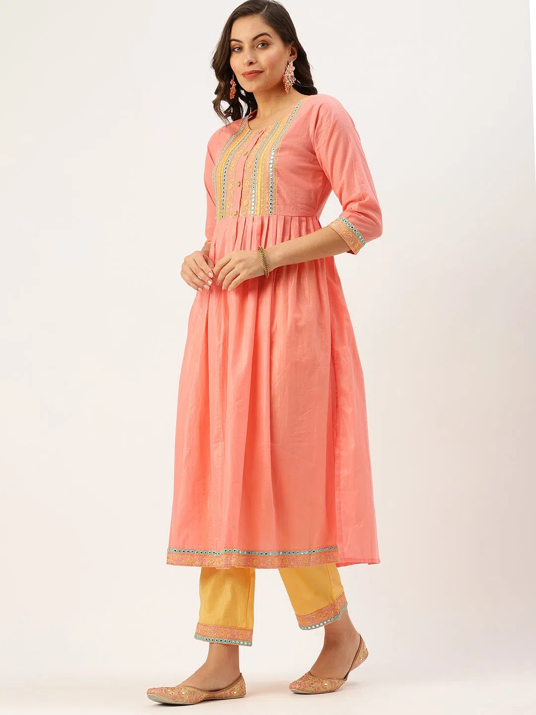 Women's Pink Solid Kurta Sets | Cotton Indian Kurta Sets