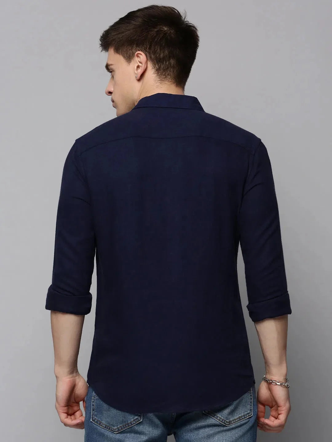 Stylish Navy Linen Mens Shirt - Solid Casual Shirt | DesiQlo