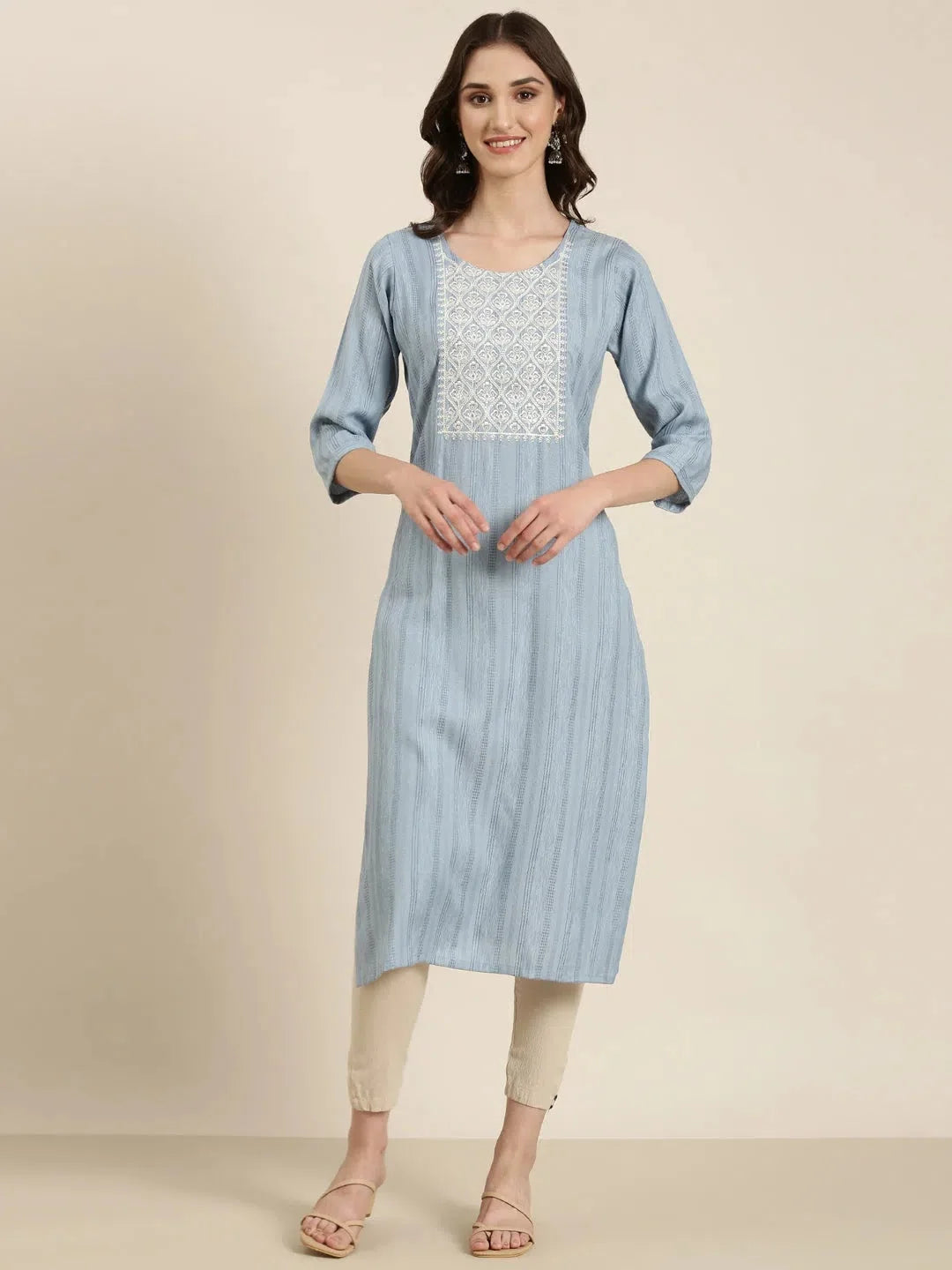 Blue Solid Indian Kurtis | Cotton Kurtas for Women - DesiQlo