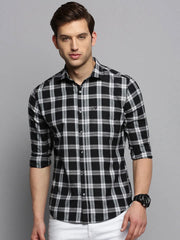 Men Black Checked Casual Shirt-BOXERCHECKS-3342-Black