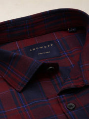 Men Maroon Checked Casual Shirt-DALTONCHECKS-4085-Maroon