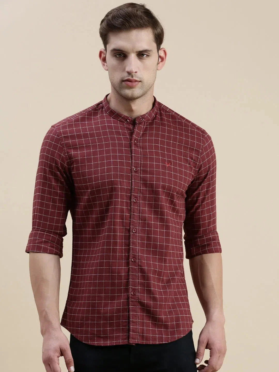 Maroon Checked Mens Shirt | DesiQlo Cotton Casual Shirts