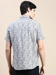 Men Grey Printed Casual Shirt-GEORGE-1646-Grey