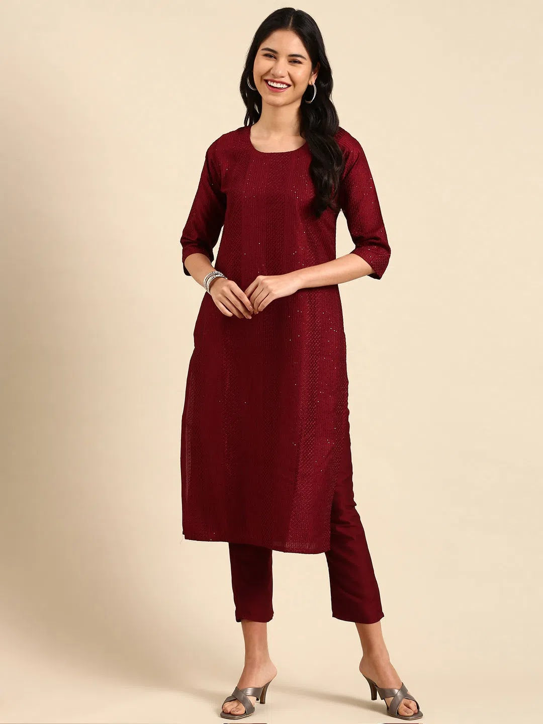Red Embroidered Kurta Set | Designer Women's Indian Kurta Sets