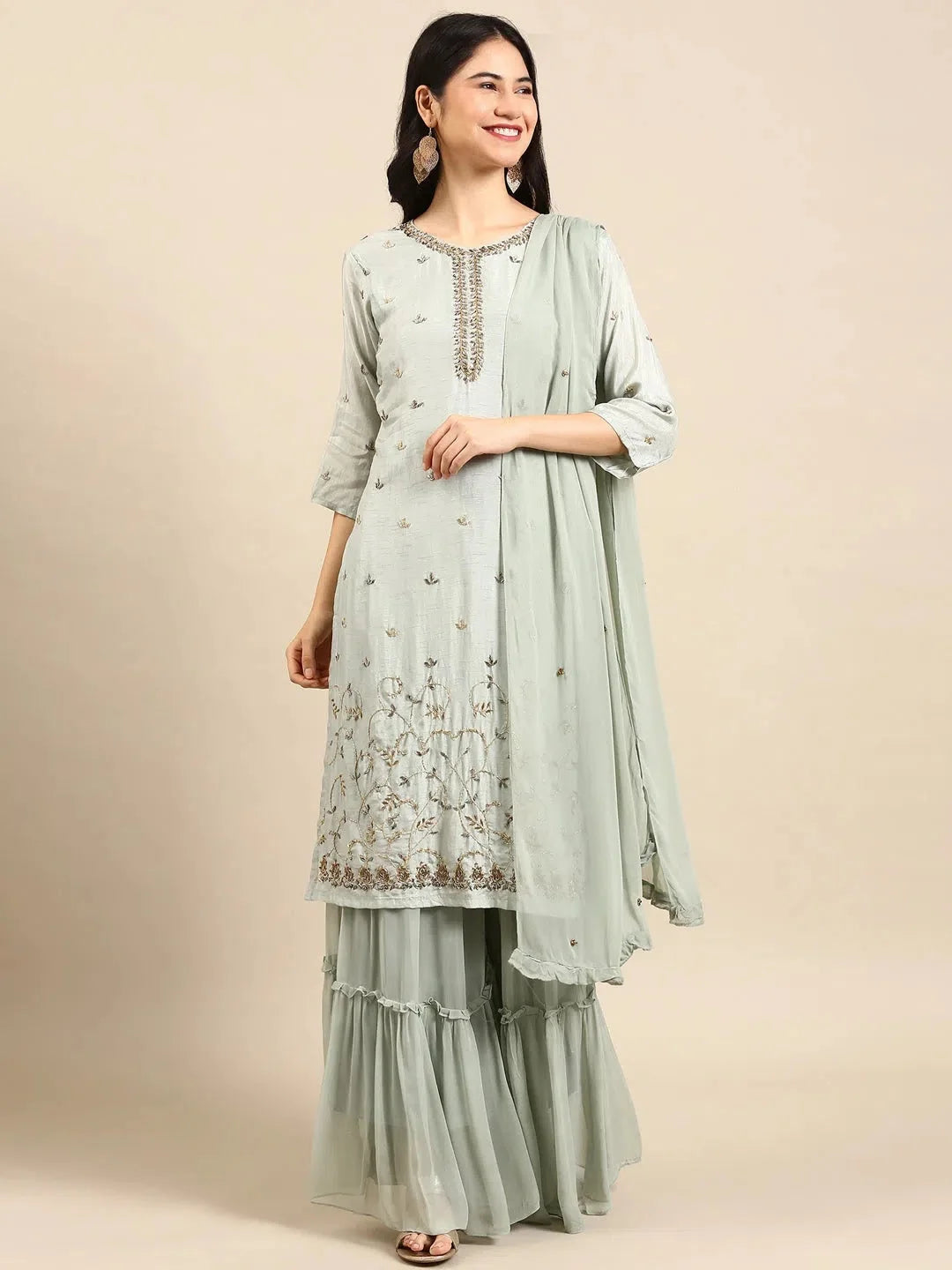 Sea Green Solid Kurta Set | Women's Designer Kurta Sets - Style 1