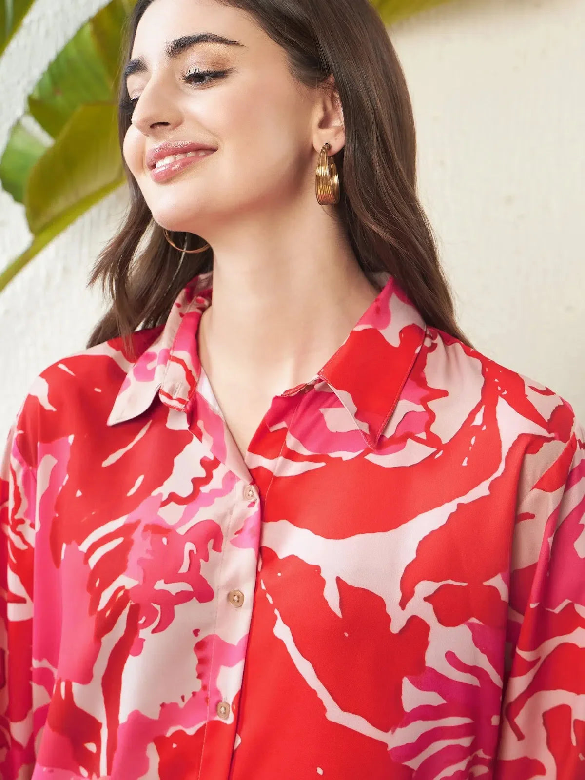 Red Floral Indian Suits - Oversize Shirt & Box Pocket Pants