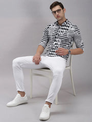 Men Black Printed Casual Shirt-SPARCKPRINT-1531-Black