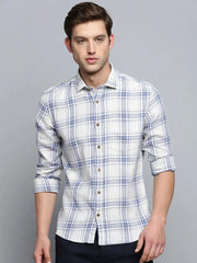 Men Beige Checked Casual Shirt-MARFACHECKS-4433-Beige