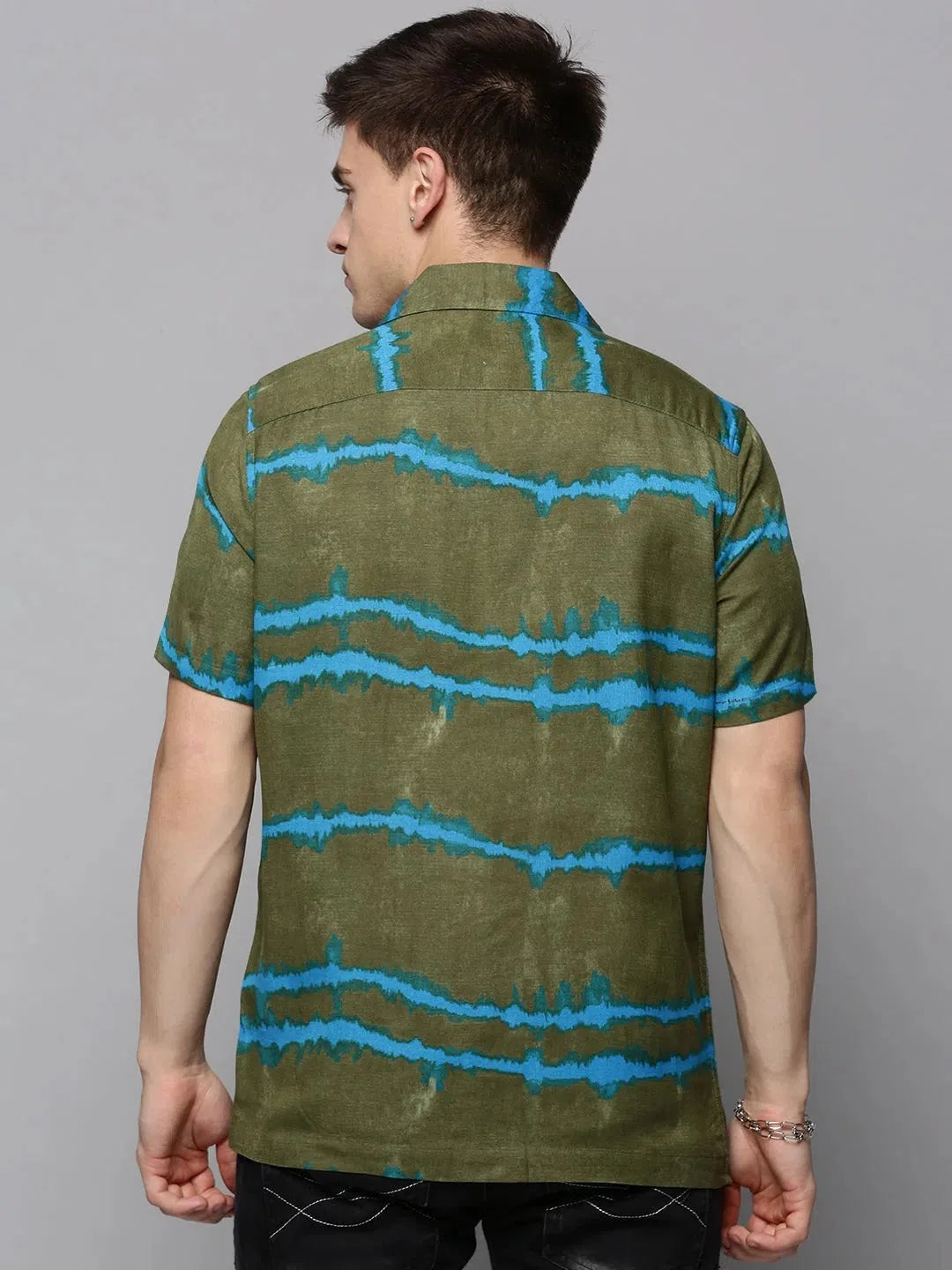 Men's Green Printed Shirt | DesiQlo Resort Beach Shirts