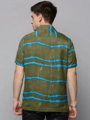 Men Green Printed Casual Shirt-RESORTPRINT-3181-Olive