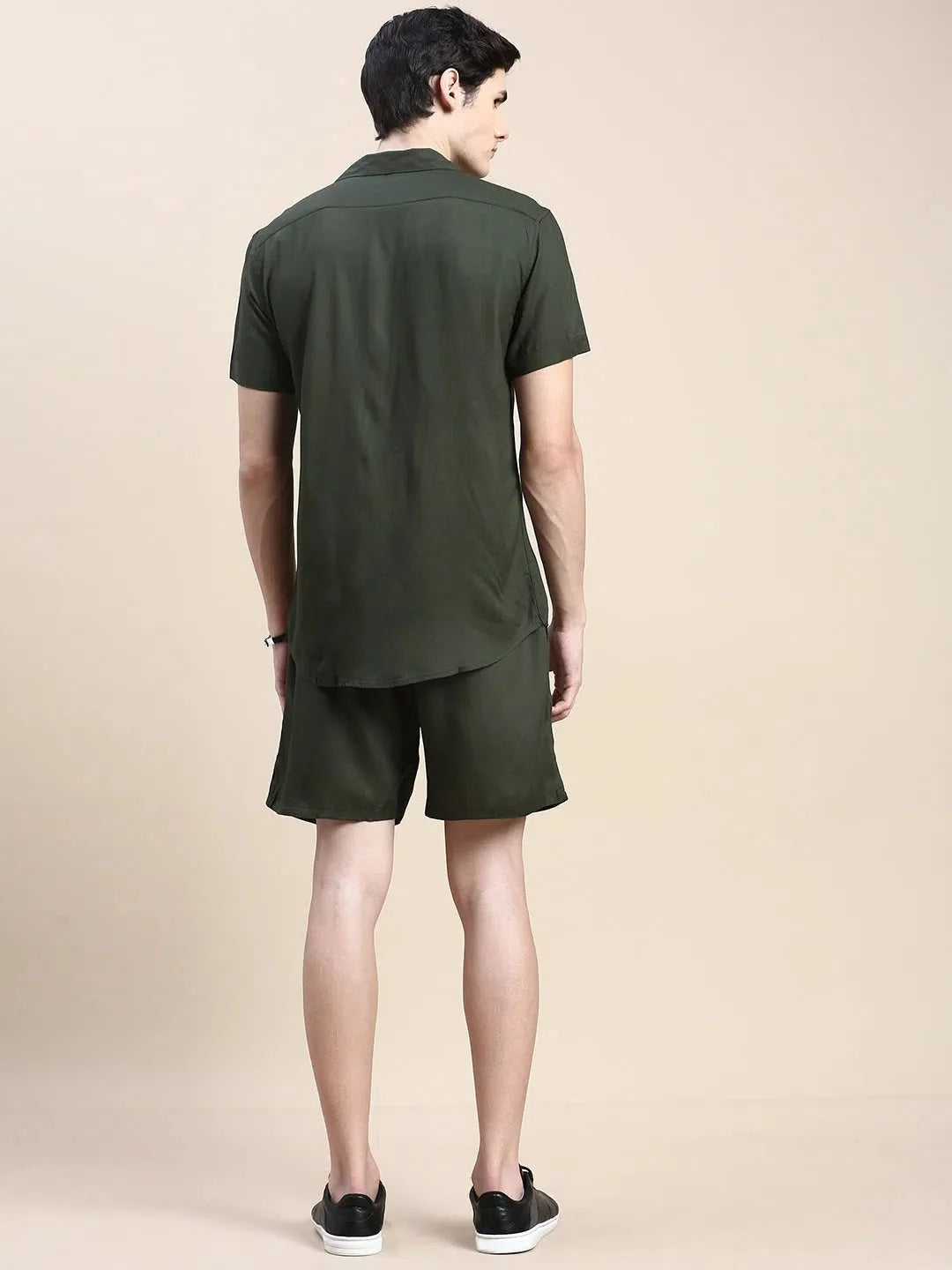 Men's Green Solid Cotton Casual Co ord Set | Two Piece Sets