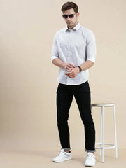 Men White Printed Casual Shirt-DAITON-3443-White