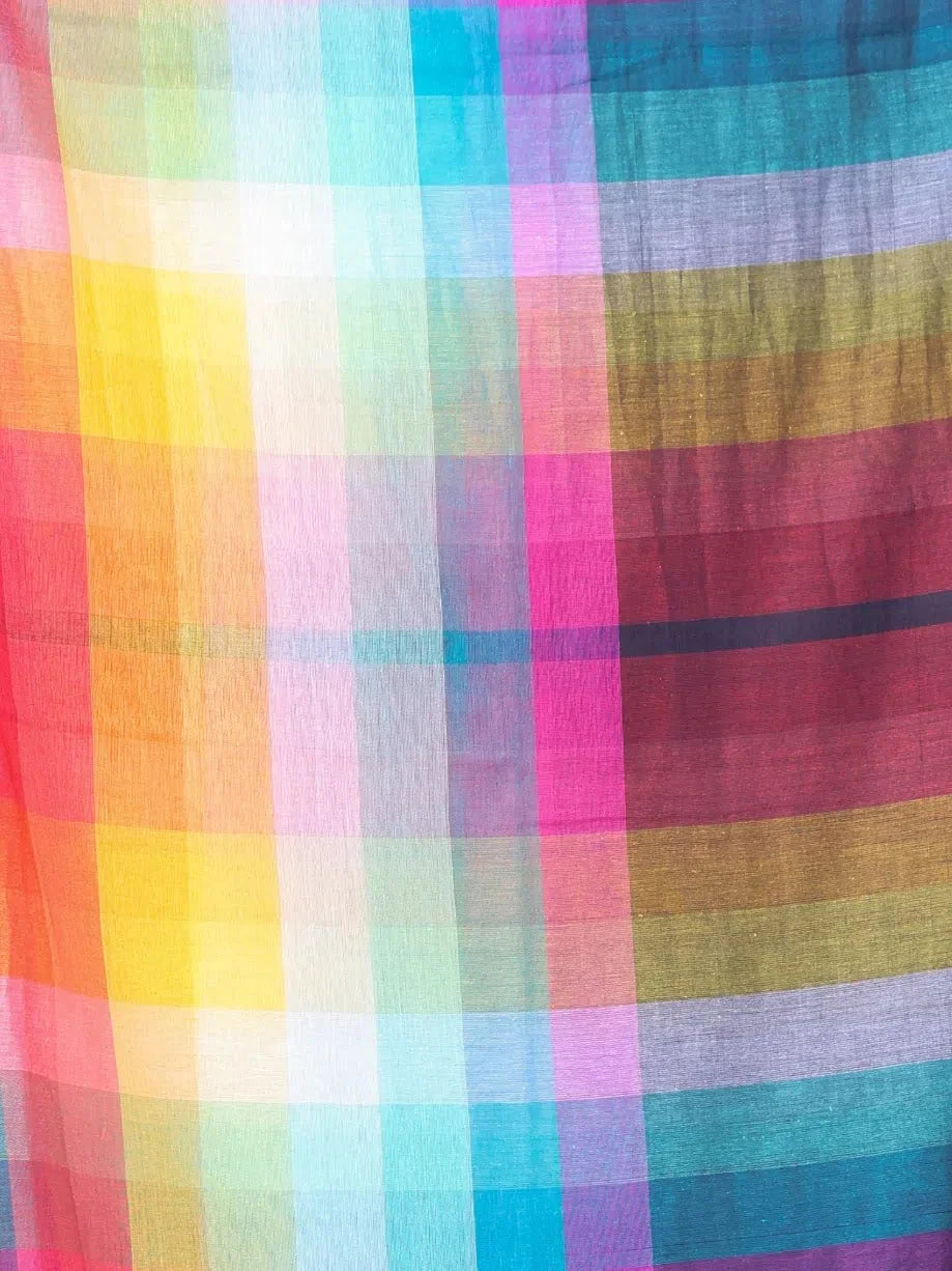 Navy Blue Colorblocked Cotton Saree | Indian Sarees