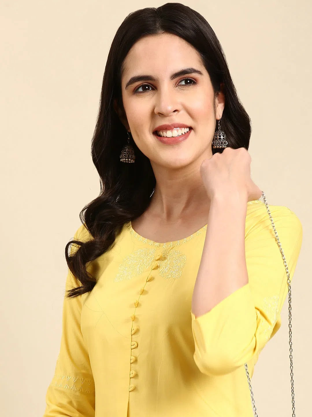 Yellow Solid Kurta - Stylish Indian Kurtis for Women Online