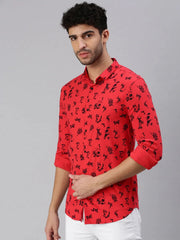 Men Red Printed Casual Shirt-STANDARDPRINT-1301-Red