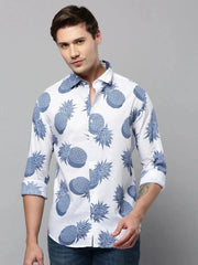 Men White Printed Casual Shirt-DIXIFPRINT-4805-White