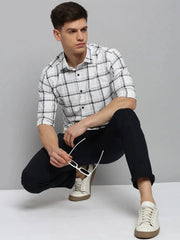 Men White Checked Casual Shirt-DALTONCHECKS-4082-Offwhite