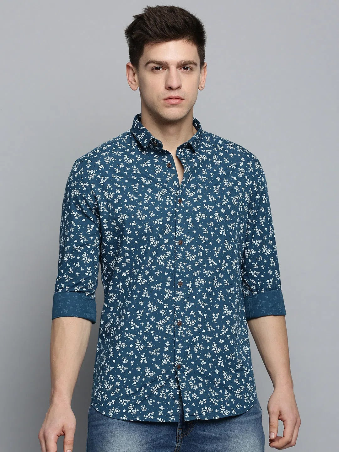 Blue Printed Cotton Mens Shirt - Stylish Casual Shirt