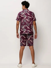 Men Fuchsia Printed Casual Co ords-MARSHALL-1841-Fuchsia