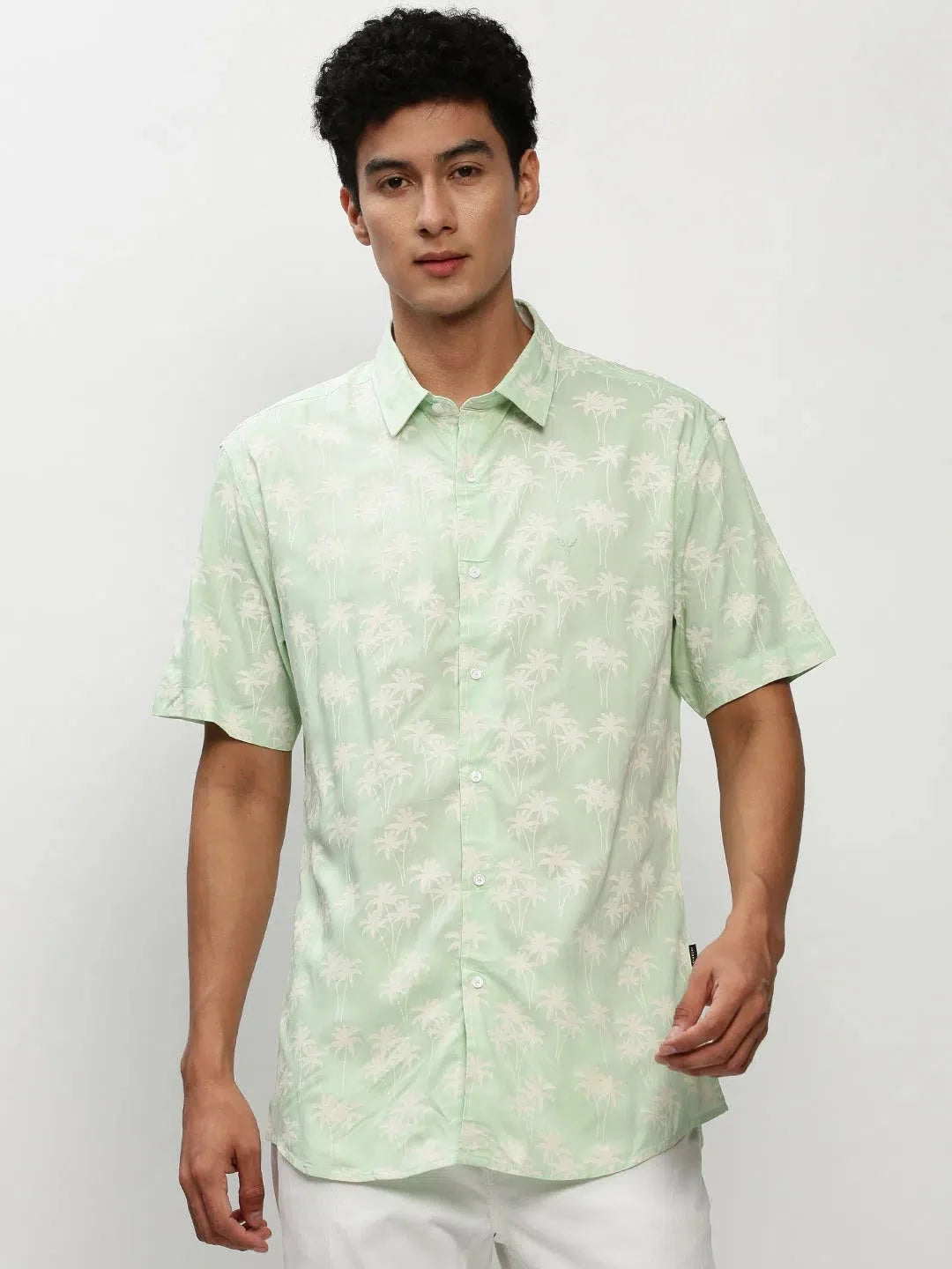 Green Floral Mens Shirt | Cotton Printed Shirt - DesiQlo