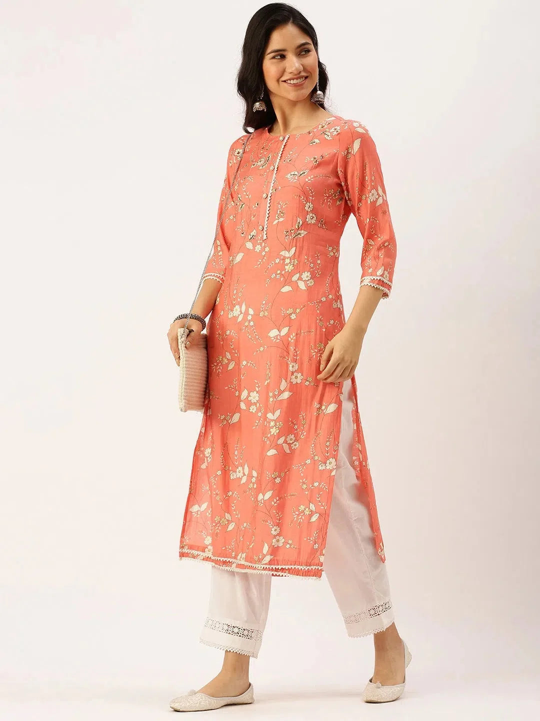 Women's Pink Printed Kurta Sets | Cotton Designer Kurta Sets