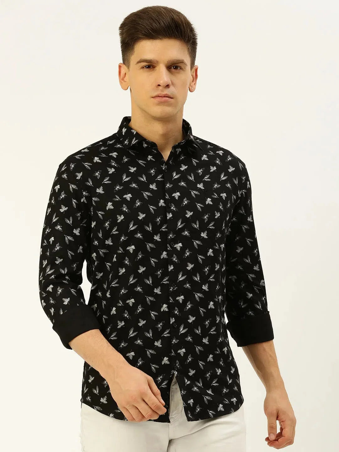 Stylish Black Printed Mens Shirt - Cotton Casual Shirt | DesiQlo