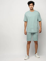 Men Green Solid Casual Co ords-EX-699-Seagreen