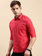 Men Magenta Solid Casual Shirt-ALONZOPLAIN-5252-Magenta
