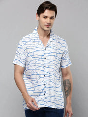 Men White Printed Casual Shirt-RESORTPRINT-5296-White