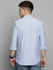Men Blue Striped Casual Shirt-STYLISHSTRIPE-3495-Blue