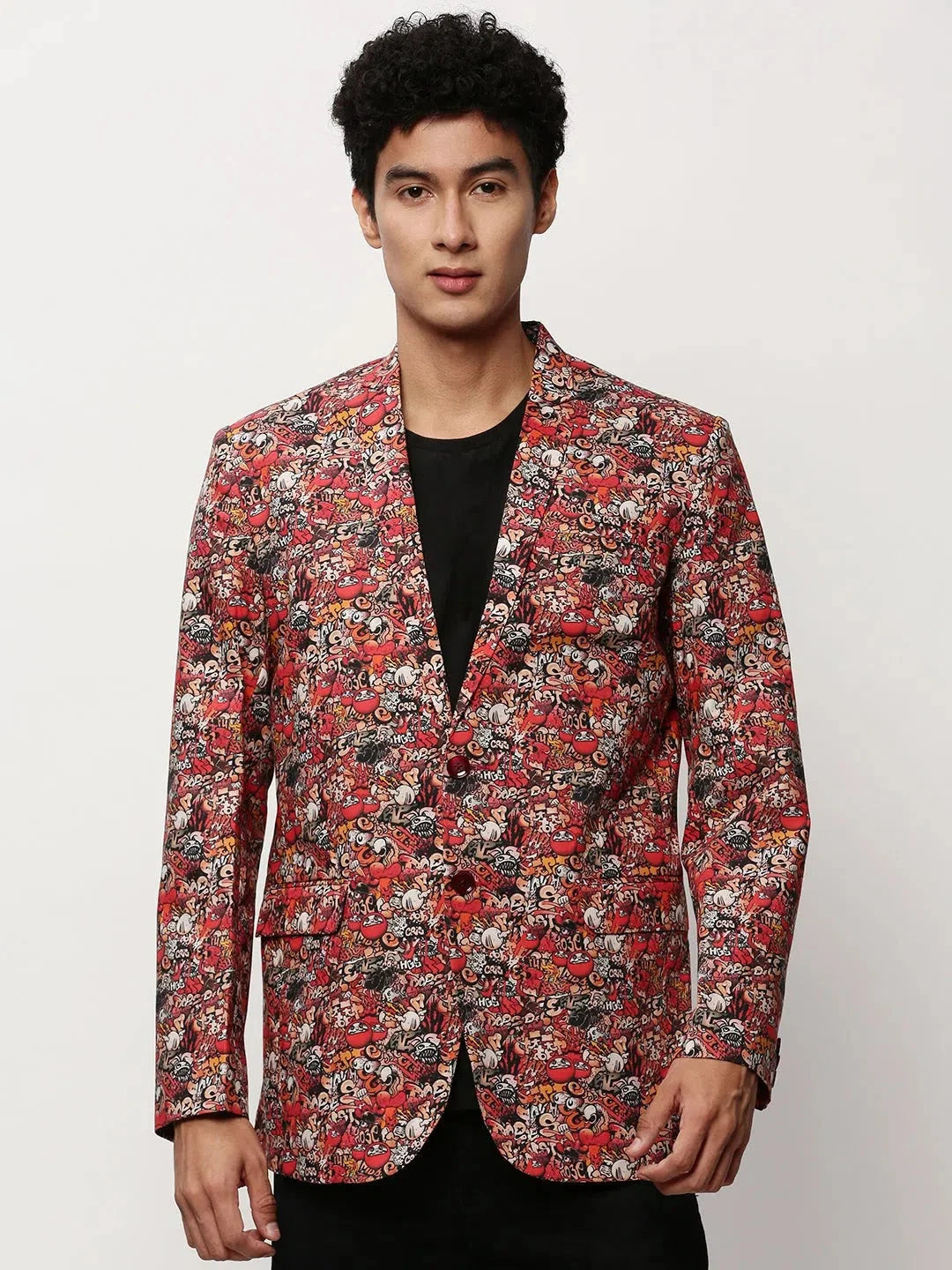 Rust Printed Men's Cotton Casual Blazer | Indian Nehru Jackets