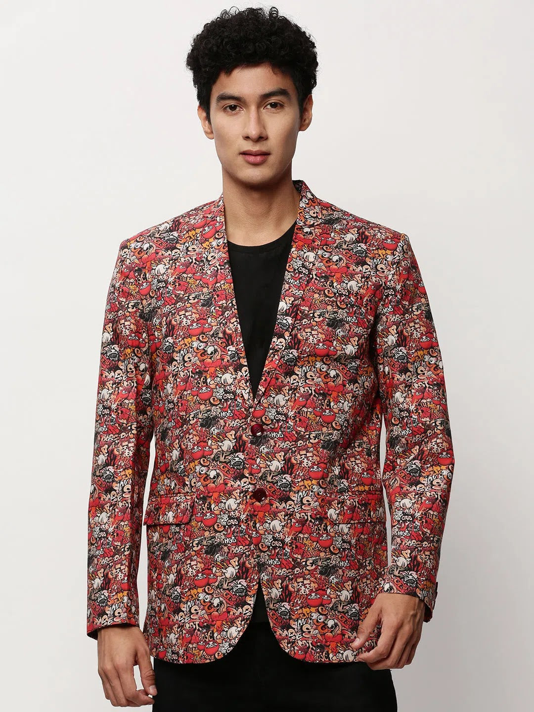 Rust Printed Men's Cotton Casual Blazer | Indian Nehru Jackets