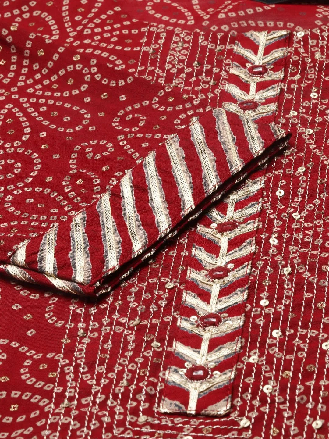 Maroon Bandhini Print Kurta Set | Women's Indian Kurtas