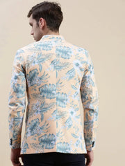 Men Coral Printed Casual Blazer-SOBLZ-69-07-Coral