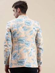 Men Coral Printed Casual Blazer-SOBLZ-69-07-Coral