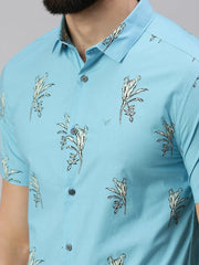 Men Blue Printed Casual Shirt-HARSHAPRINT-1218-Blue