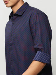 Men Navy Geometrical Casual Casual Shirts-STANLEY-5575-Navyblue
