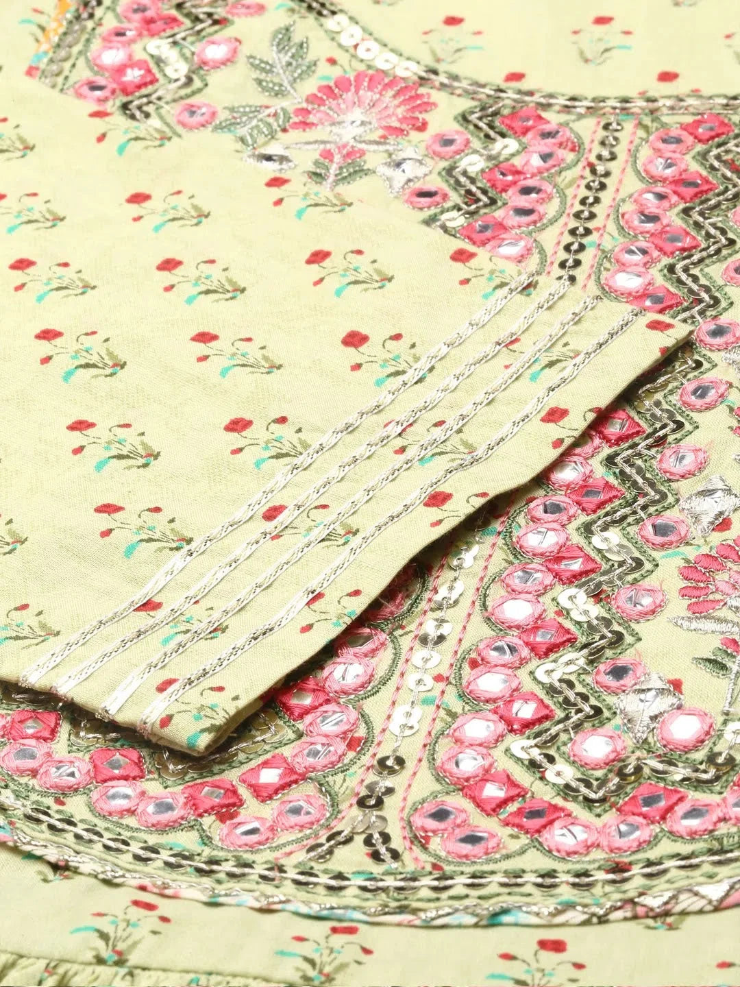 Green Floral Kurta Set | Women's Cotton Designer Kurta Sets