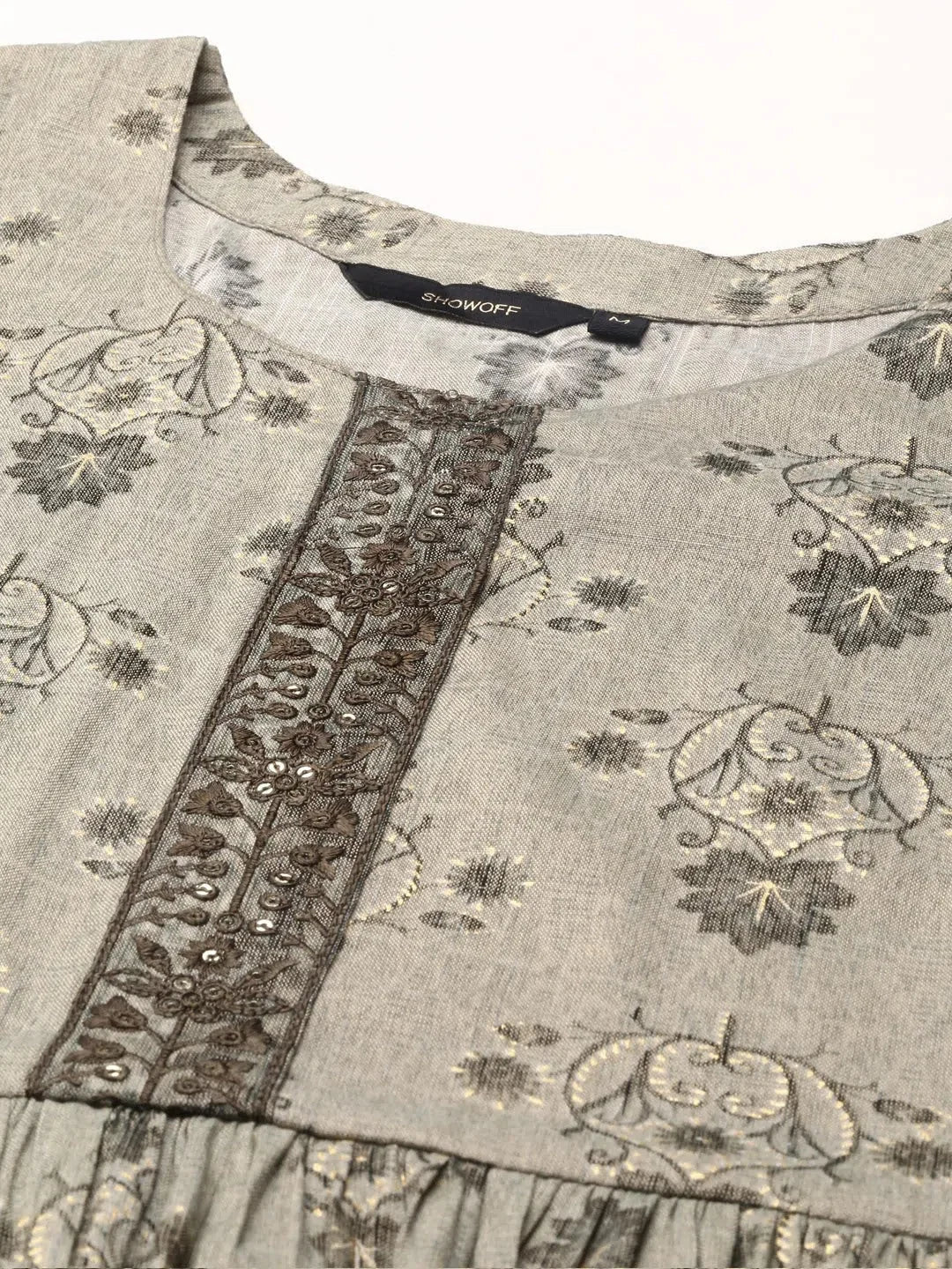 Olive Floral Print Women's Kurta Set | Cotton Indian Sets