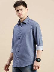 Men Blue Geometrical Casual Shirt-DAITON-3442-Blue