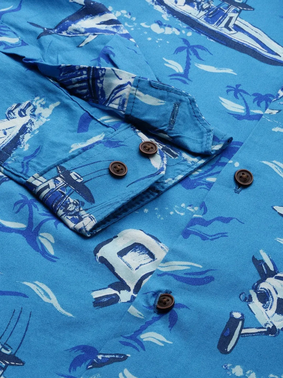 Shop Blue Printed Mens Shirt - Viscose Casual Shirt | DesiQlo