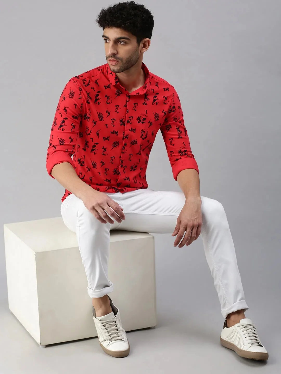 Red Printed Casual Shirt - Stylish Cotton Mens Shirt