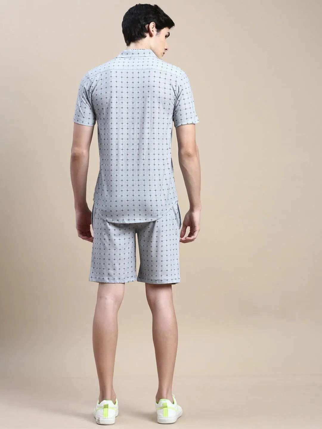 Men's Grey Printed Casual Co ord Set | Cotton Mens Two Piece Sets