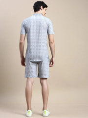 Men Grey Printed Casual Co ord Set-EX-695-Grey