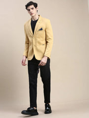 Men Yellow Solid Casual Blazers-AR-38-Mustard