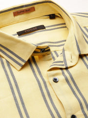 Men Yellow Striped Casual Casual Shirts-YARROWSTRIPE-5643-Yellow