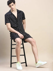 Men Black Printed Casual Co ord Set-AM-90-14-Black