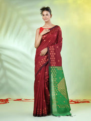 Purple Cotton Saree With Zari Borders-MA64BCT401190048