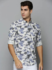 Men White Printed Casual Shirt-TKTPRINT-111-Offwhite